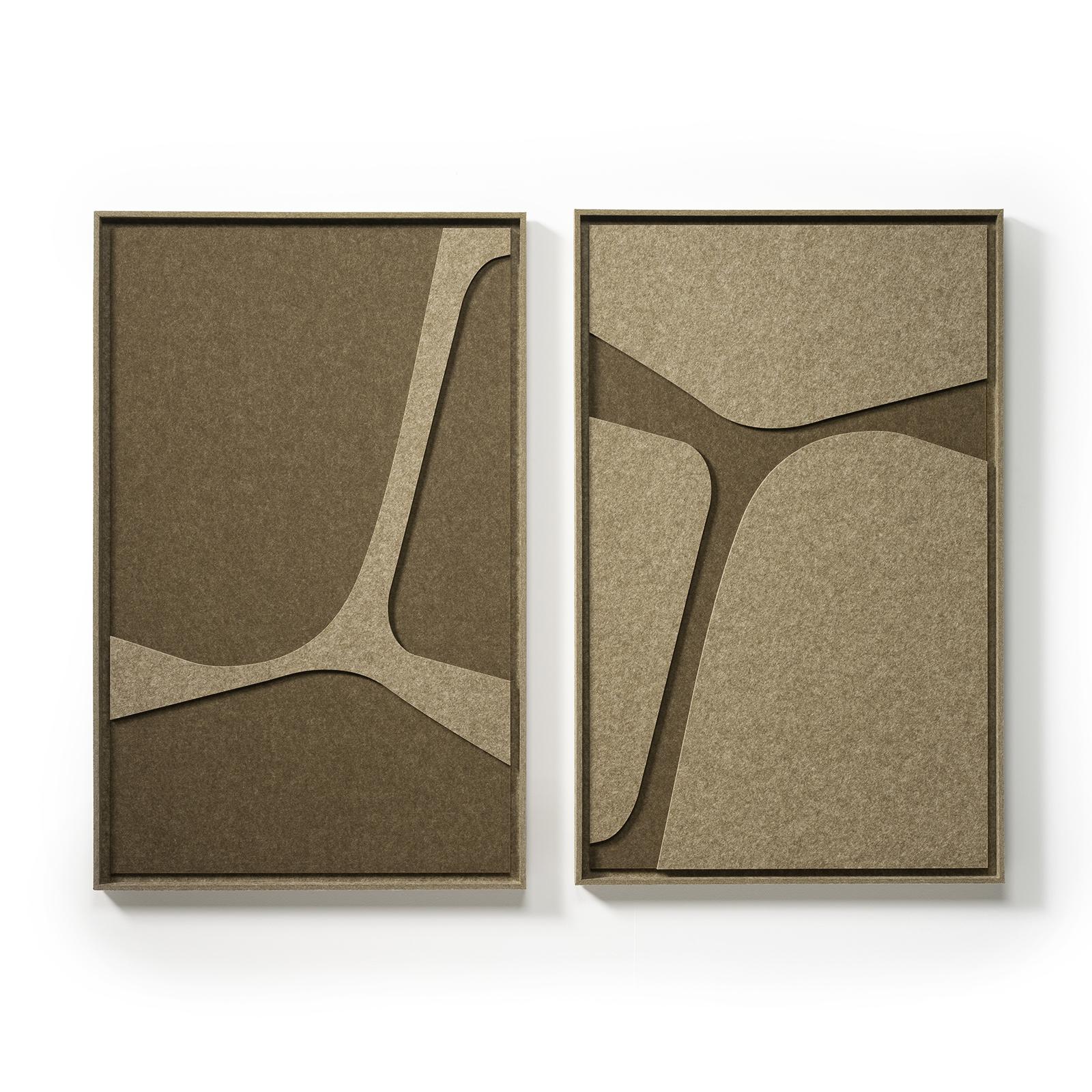 Akustikbild Serene Olive Mist - schallabsorbierendes 3D Filz Wandbild, 2er-Set