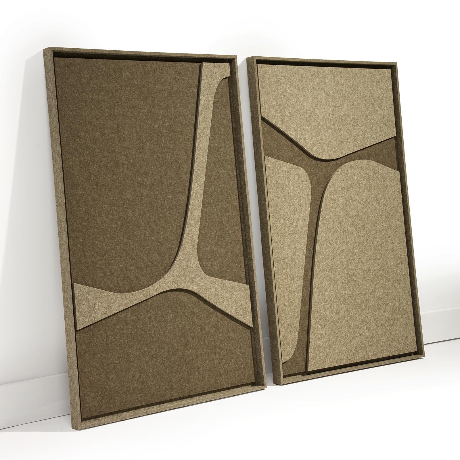 Akustikbild Serene Olive Mist - schallabsorbierendes 3D Filz Wandbild, 2er-Set - artwork in frame preview