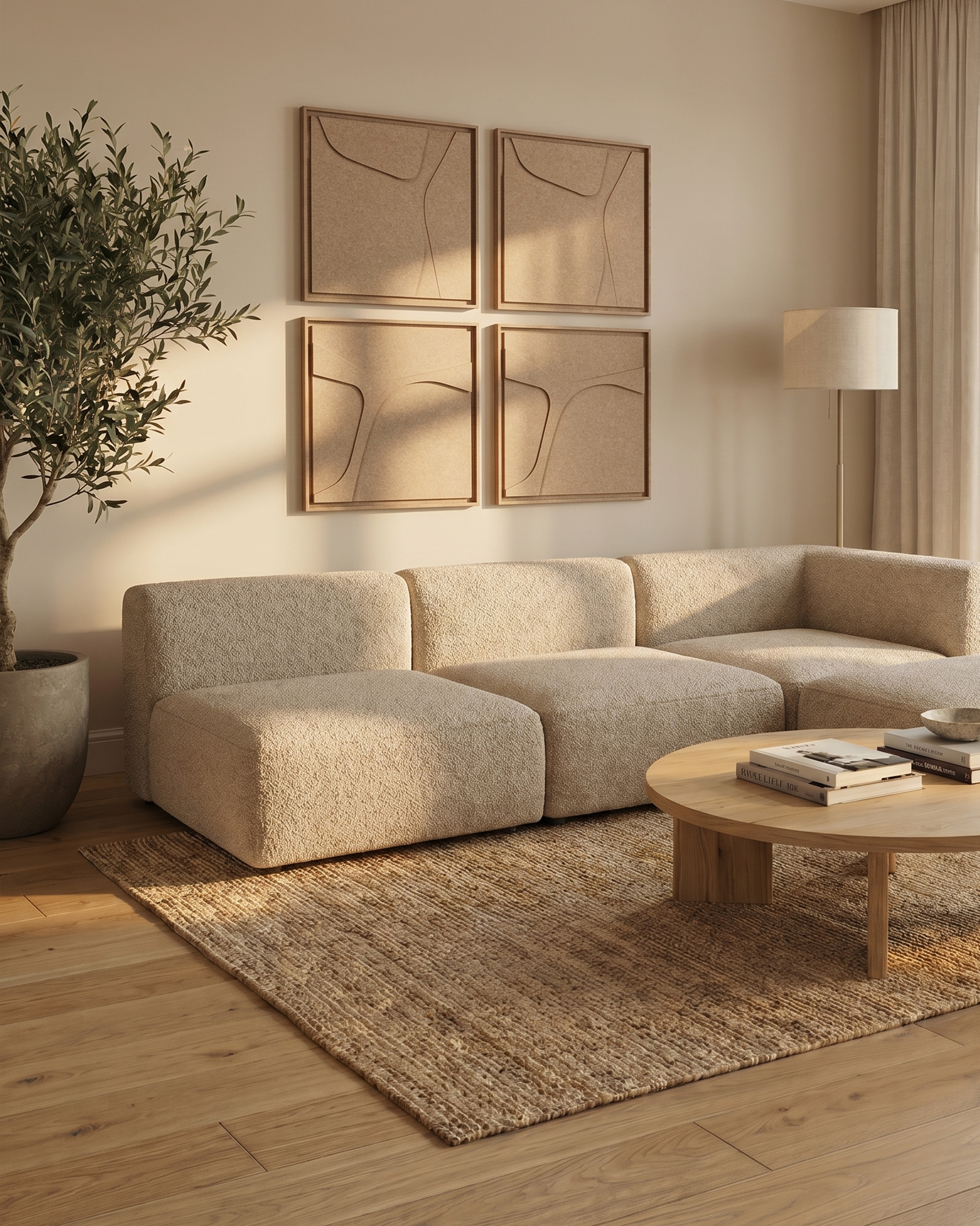 Serene Pale Sand 3D Filzkunst Paneel