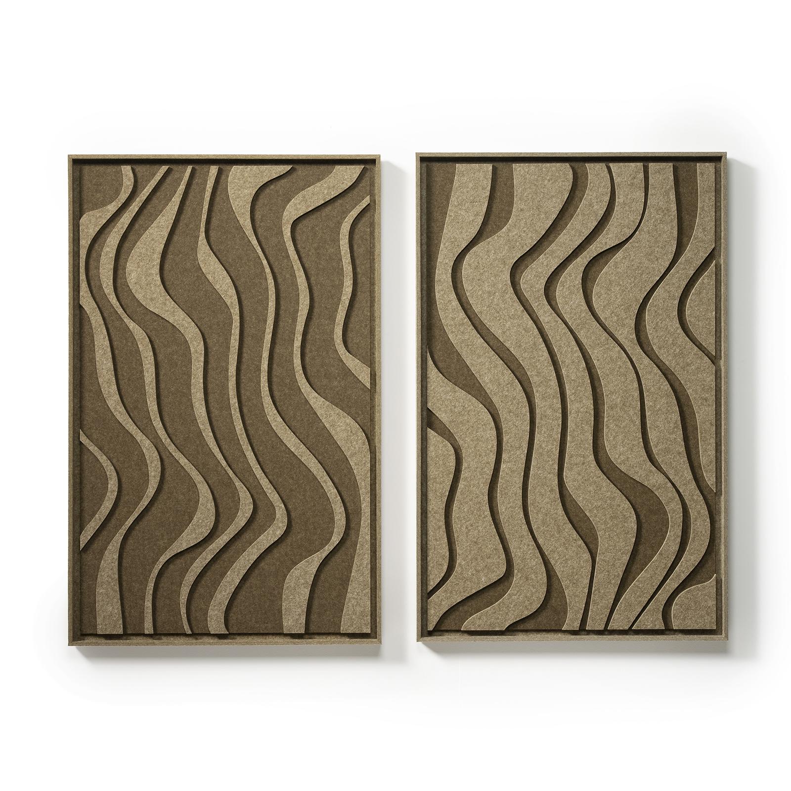 Akustikbild Oasis Olive Mist - schallabsorbierendes 3D Filz Wandbild, 2er-Set
