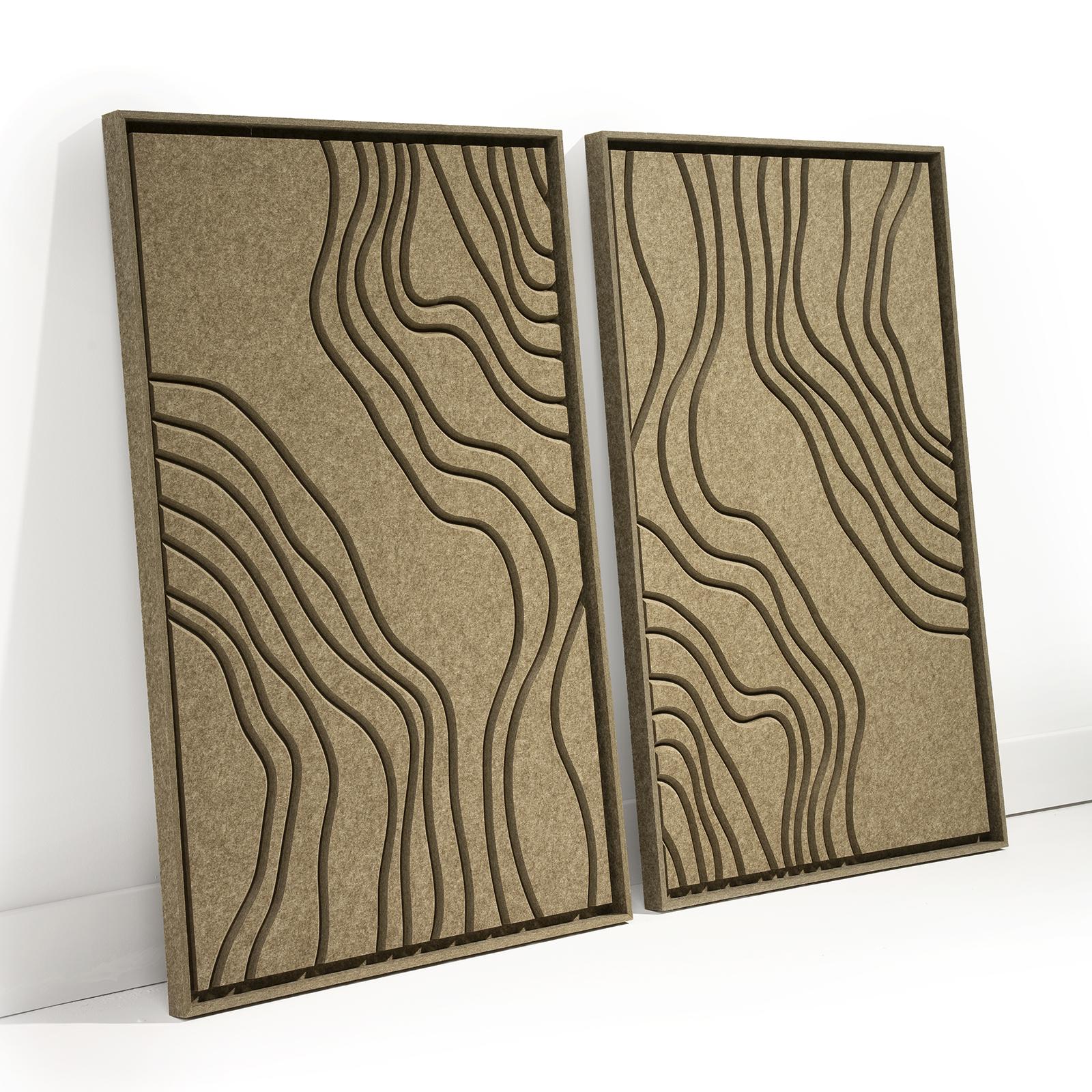 Akustikbild Naturale Olive Mist - schallabsorbierendes 3D Filz Wandbild, 2er-Set in interieur