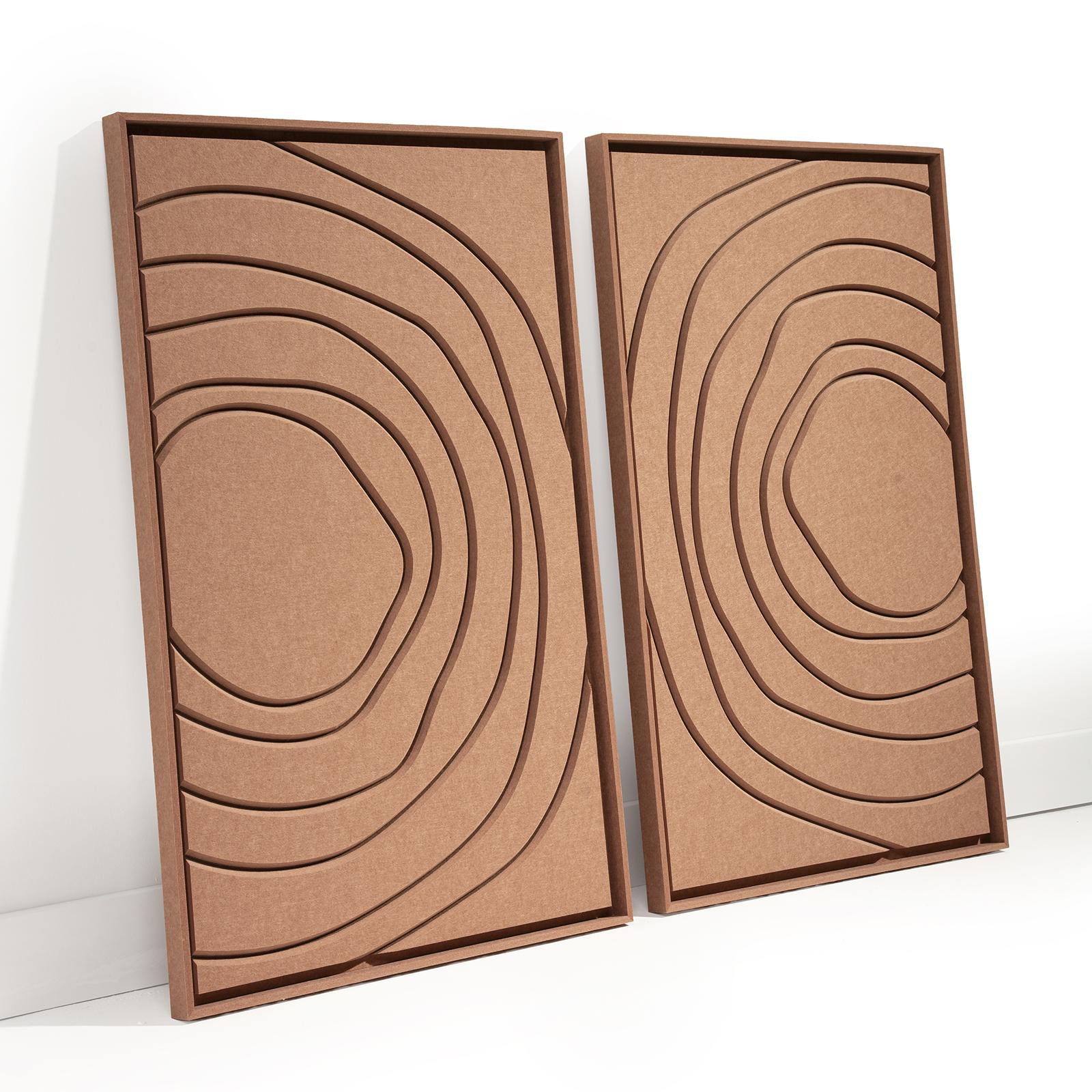 Akustikbild Aura Terra Bloom - schallabsorbierendes 3D Filz Wandbild, 2er-Set in interieur