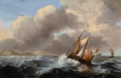 Fischerboote auf stürmischer see - artwork in frame preview