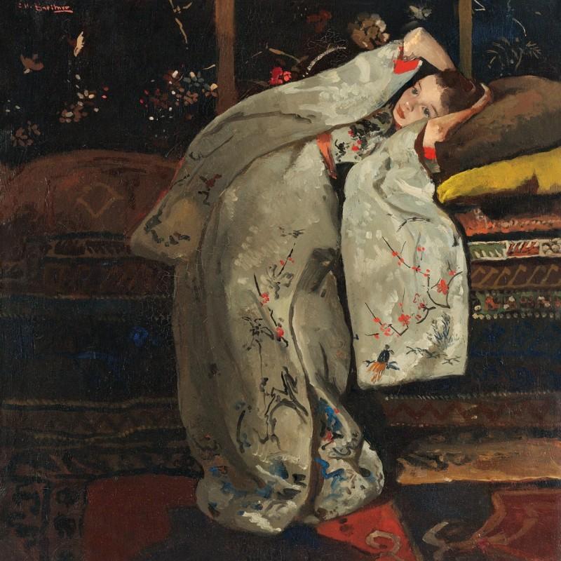 Mädchen in einem weißen Kimono - artwork in frame preview