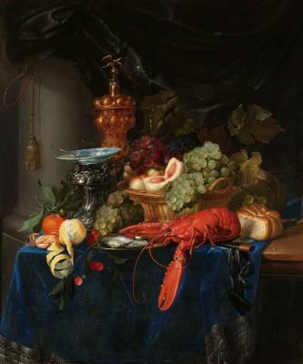 Stilleven met een gouden bokaal im gartenlicht - artwork in frame preview