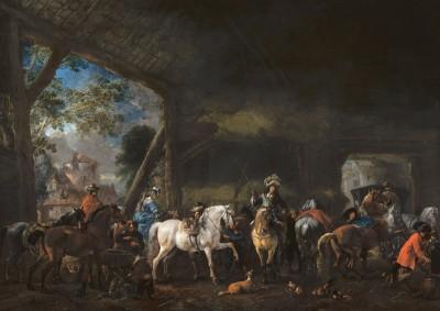 The stable: outdoor szene in lebendigen farben