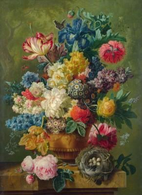 Vase of flowers im outdoor-motiv - artwork in frame preview