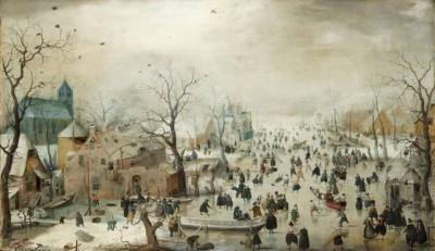 Winterlandschaft mit eislaufvergnügen