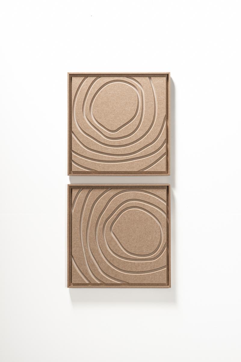 Akustikbild Aura Pale Sand - schallabsorbierendes 3D Filz Wandbild, 2er-Set