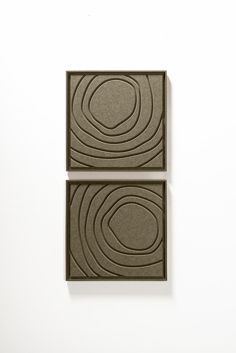 Akustikbild Aura Olive Mist - schallabsorbierendes 3D Filz Wandbild, 2er-Set