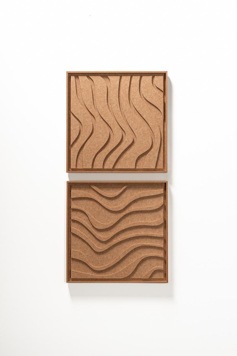 Akustikbild Oasis Soft Dune - schallabsorbierendes 3D Filz Wandbild, 2er-Set