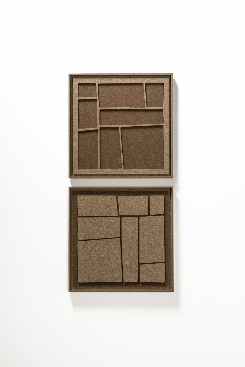 Akustikbild Modura Olive Mist - schallabsorbierendes 3D Filz Wandbild, 2er-Set