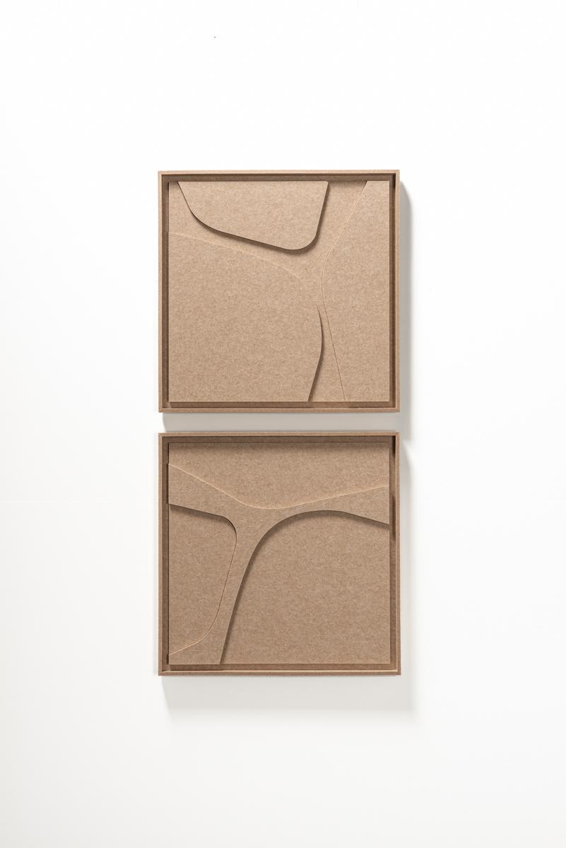 Akustikbild Serene Pale Sand - schallabsorbierendes 3D Filz Wandbild, 2er-Set