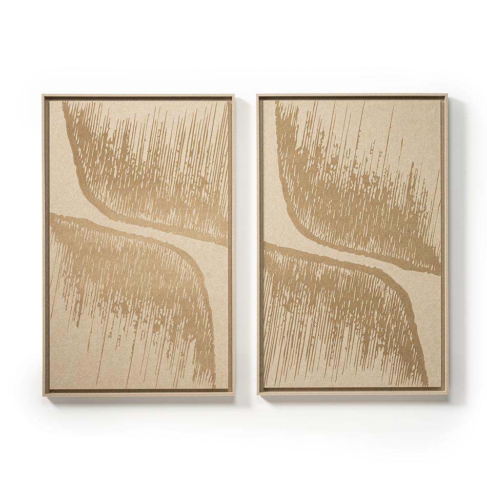 Zwei FeltArt-Paneele Botany Pale Sand in einem modernen Interieur – Format L, Ansicht 1 von 3
