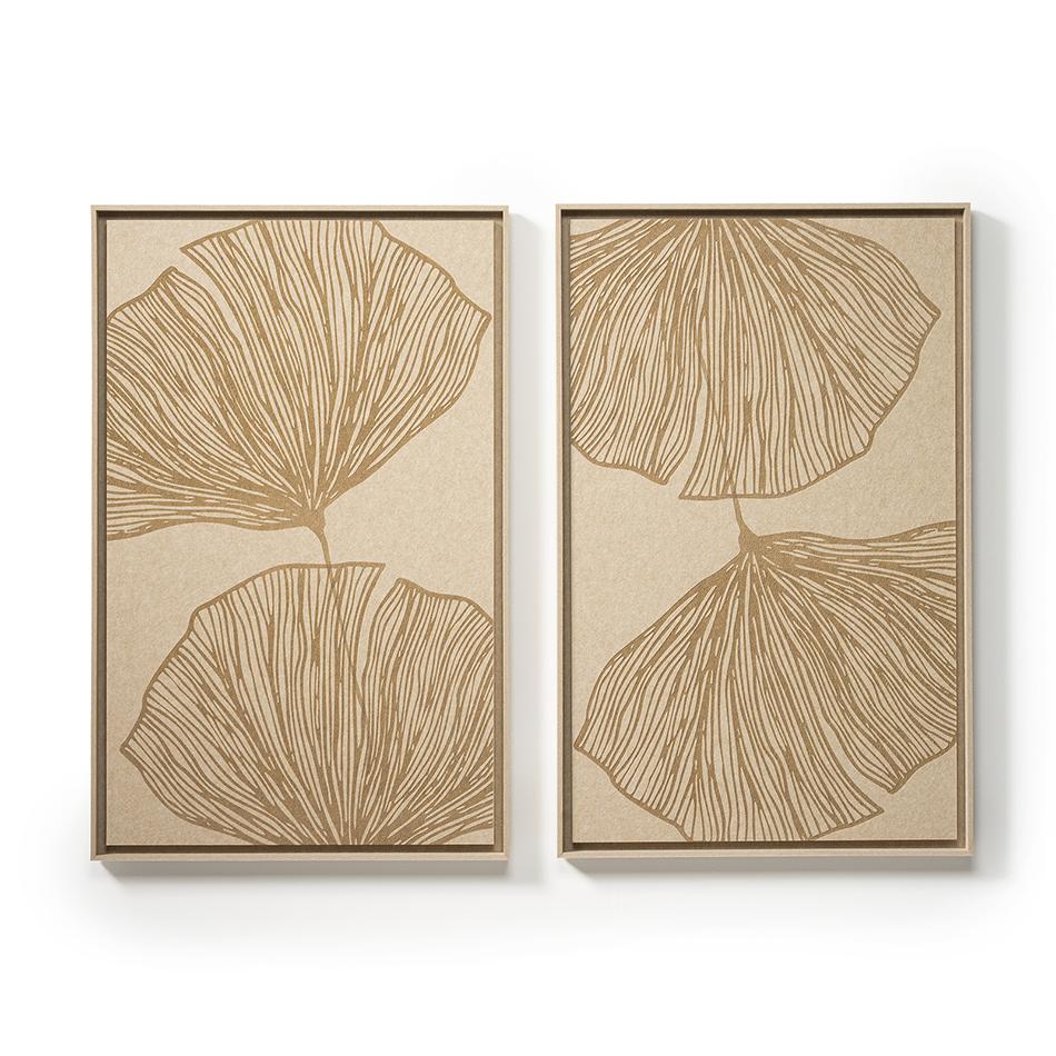 Zwei FeltArt-Paneele Verdure Pale Sand in einem modernen Interieur – Format L, Ansicht 1 von 3