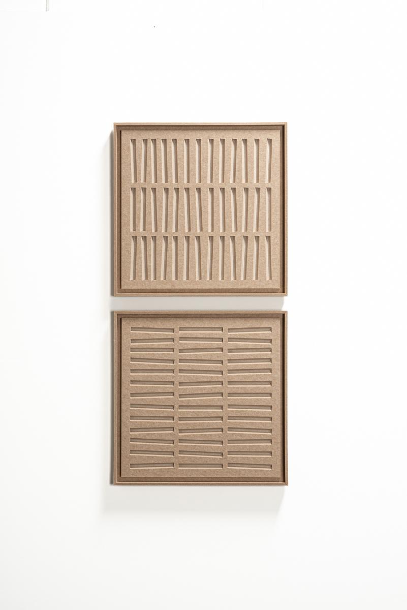Akustikbild Harmoni Pale Sand - schallabsorbierendes 3D Filz Wandbild, 2er-Set