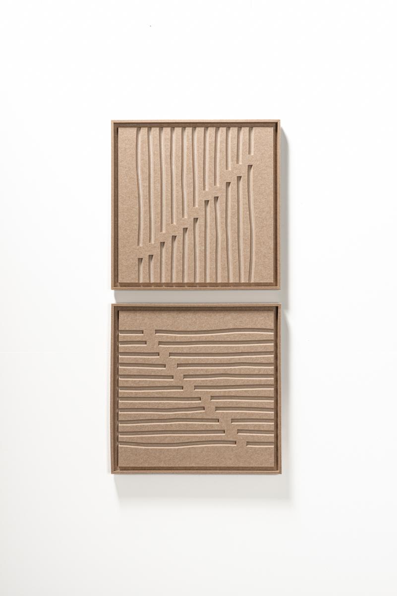 Akustikbild Linoa Pale Sand - schallabsorbierendes 3D Filz Wandbild, 2er-Set