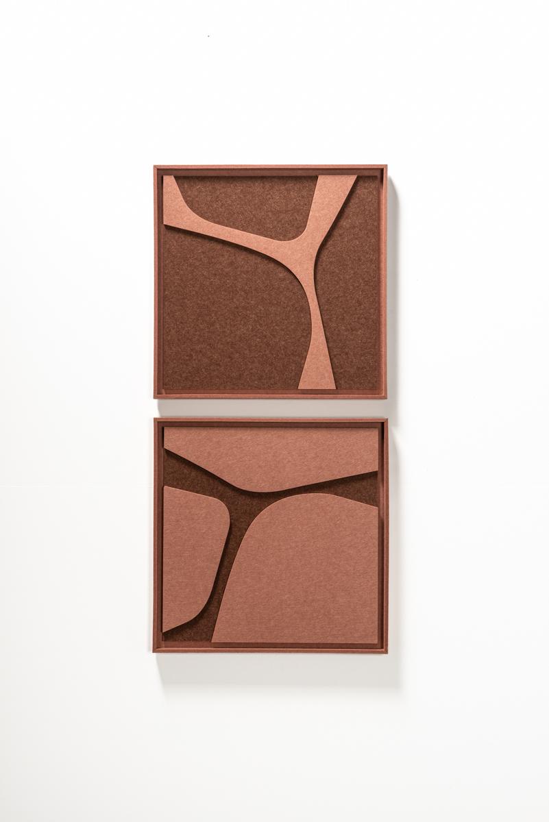 Akustikbild Serene Terra Bloom - schallabsorbierendes 3D Filz Wandbild, 2er-Set