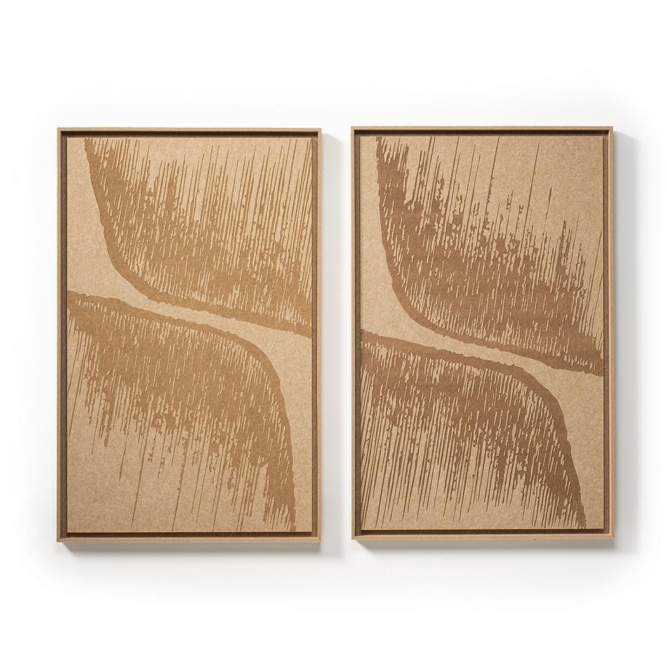 Zwei FeltArt-Paneele Botany Soft Dune in einem modernen Interieur – Format L, Ansicht 1 von 3
