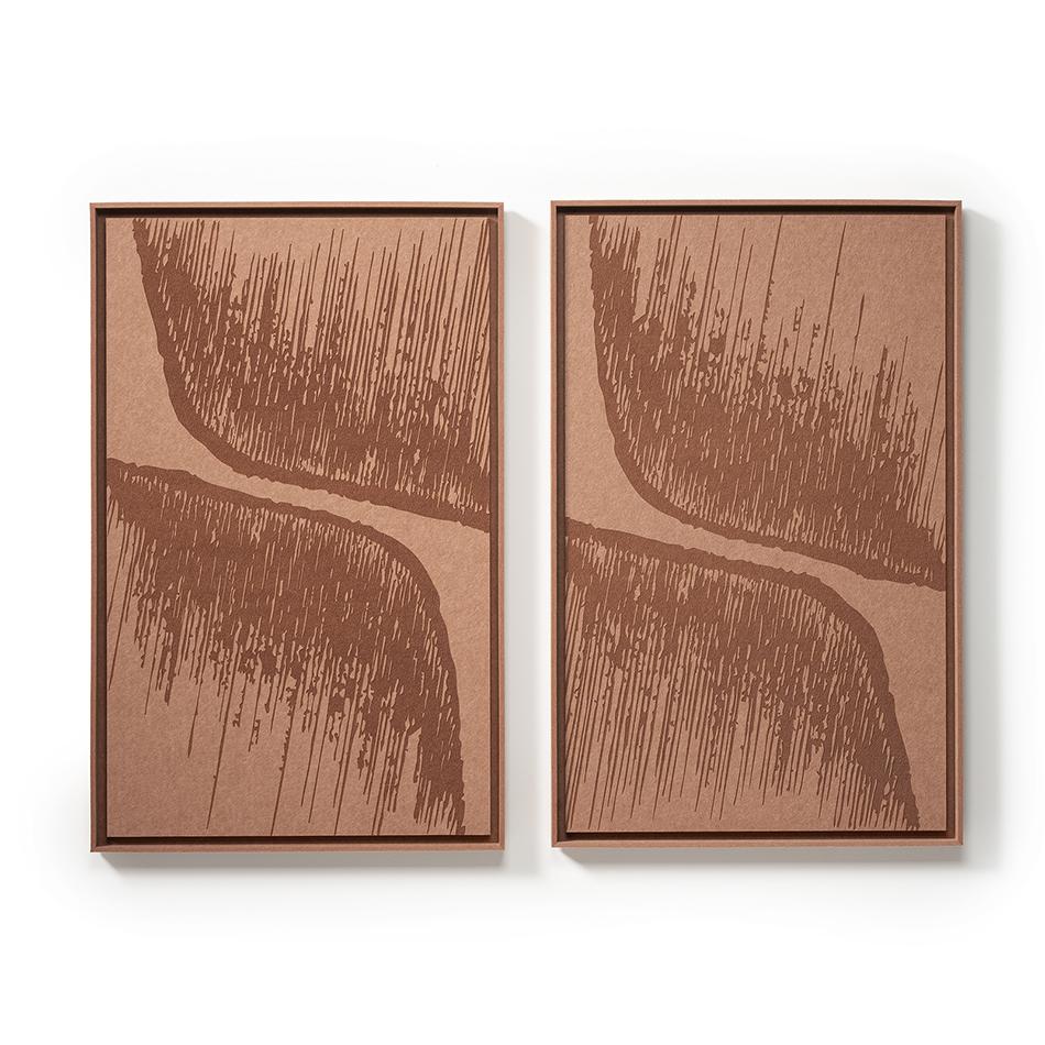 Zwei FeltArt-Paneele Botany Terra Bloom in einem modernen Interieur – Format L, Ansicht 1 von 3