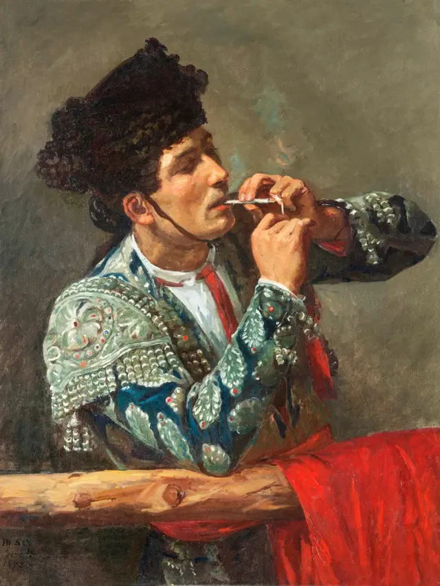 After the bullfight, draußen in rot und blau