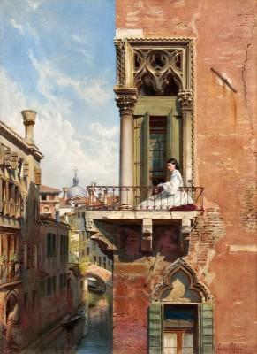 Anna Passini Auf Dem Balkon Des Palazzo Priuli In Venedig