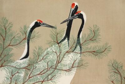 Cranes From Momoyogusa Flowers Of A Hundred Generations - artwork in frame preview