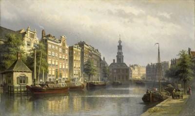 Urbanes freiluftmotiv am singel in amsterdam - artwork in frame preview