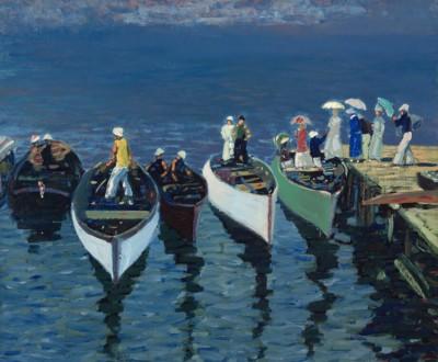 Holiday on the hudson, lebendige outdoor-szene - artwork in frame preview