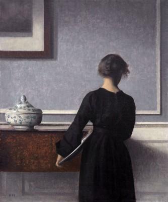Interior With Young Woman Vilhelm Hammershoi
