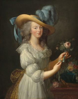 Marie antoinette im chemise-kleid im freien