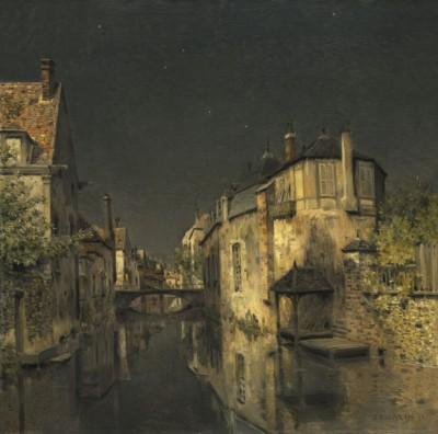 Nachtliche landschaft im freien 1891 - artwork in frame preview