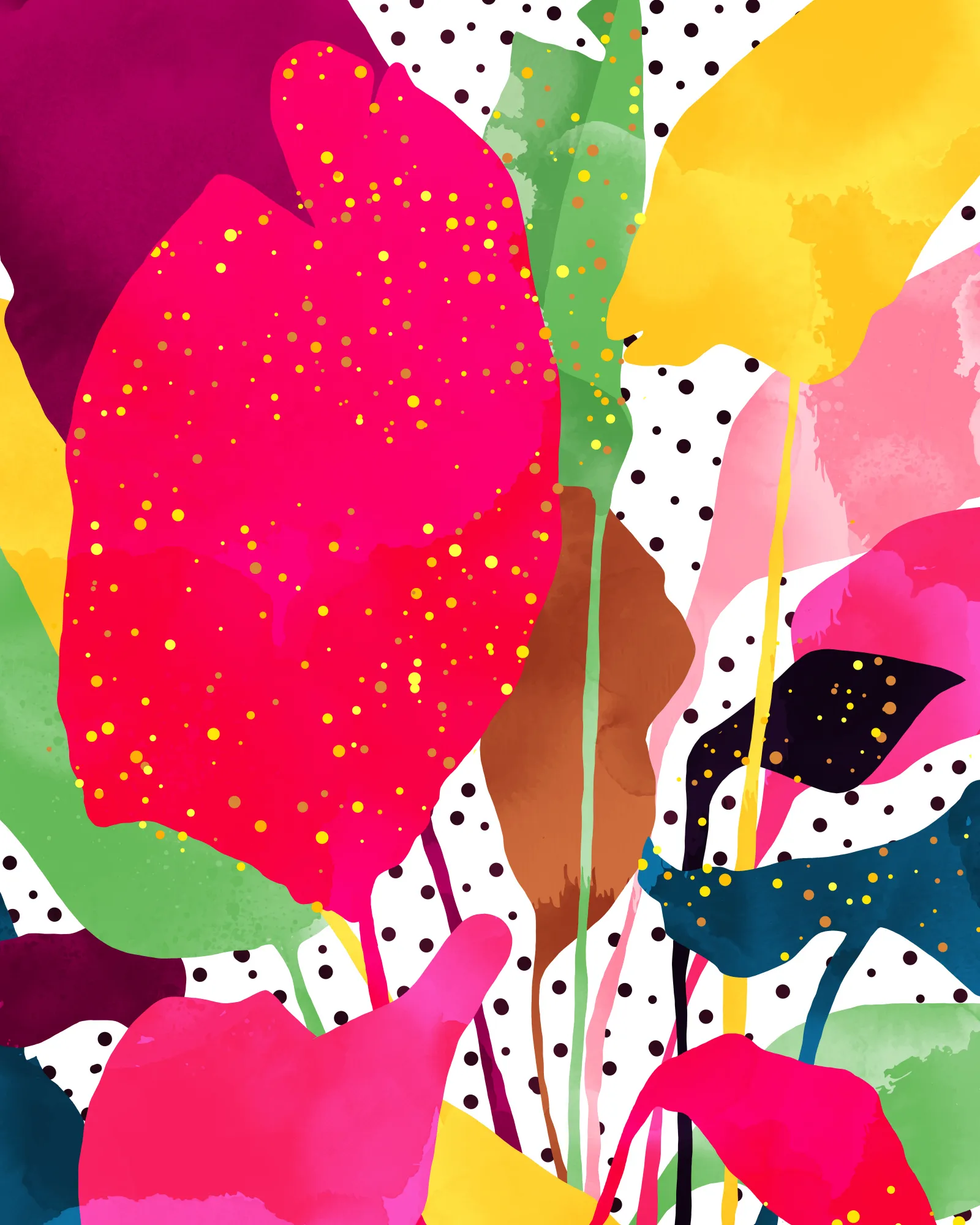 Modern botanical in pinker aquarelle