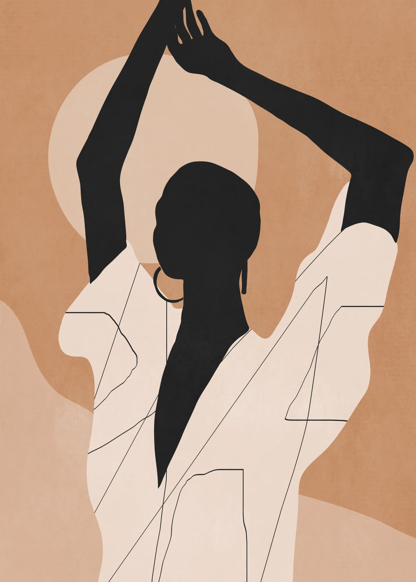 Minimal abstract art sunset girl von thingdesign
