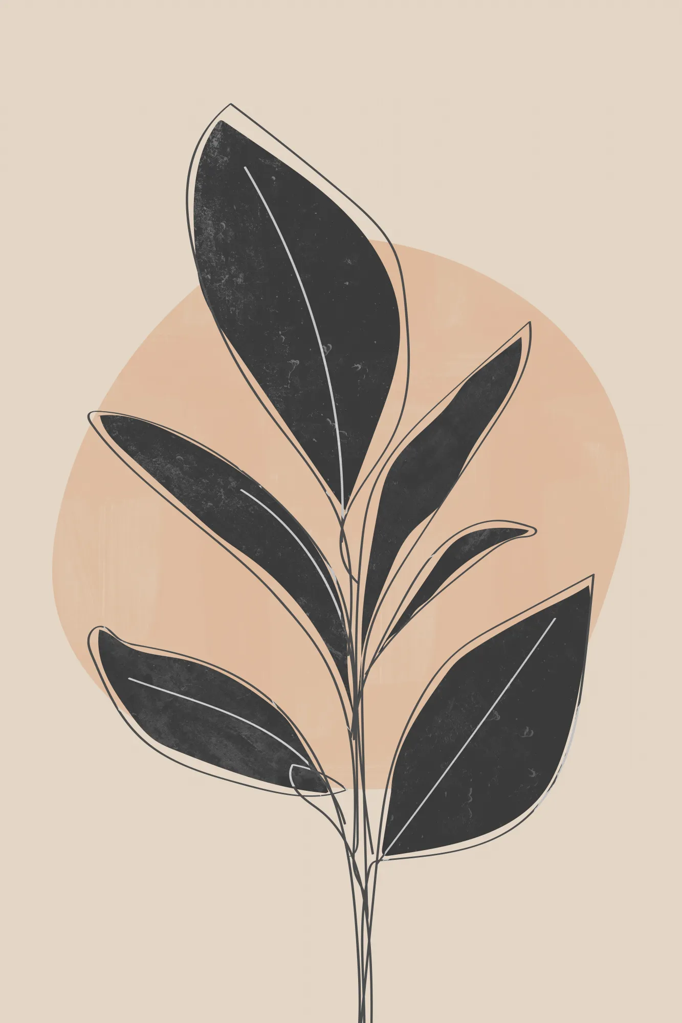 Black abstract plant von melloi art prints