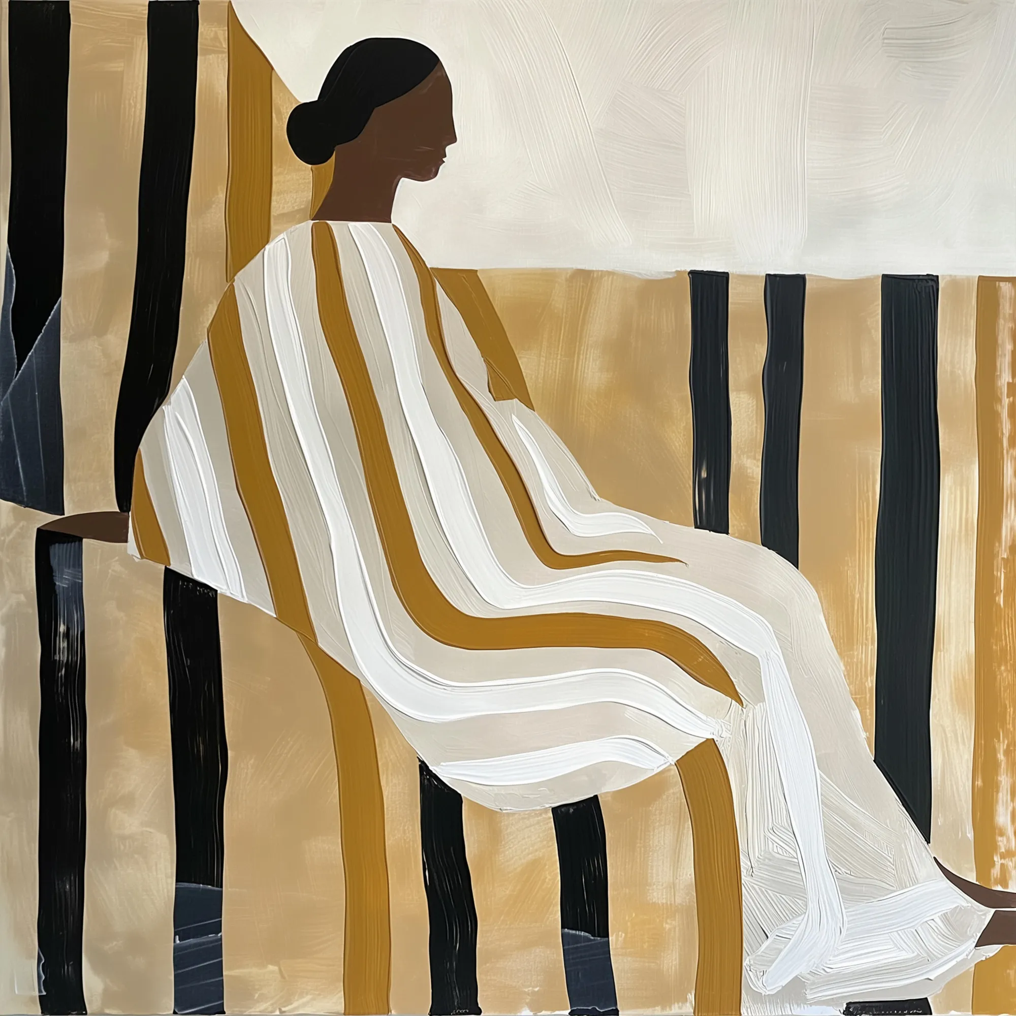 Lady in stripes von shandu in quadratischer illustration