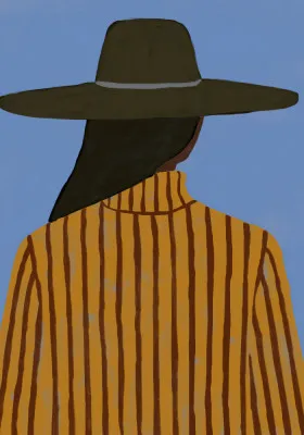 Modern woman with hat vor outdoor-szenerie