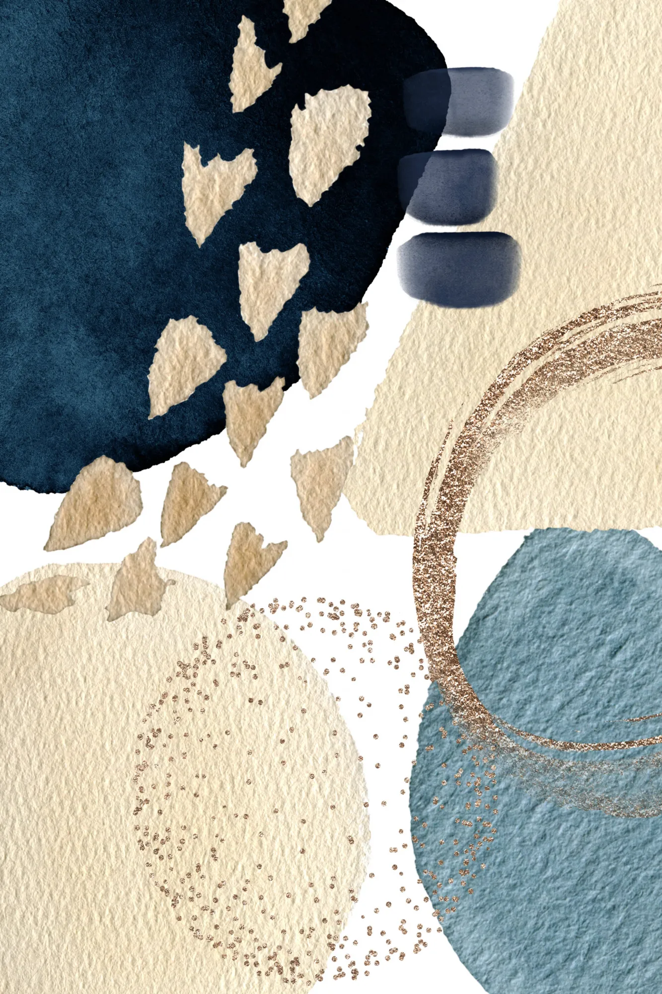 Abstrakte landschaft in navy und gold