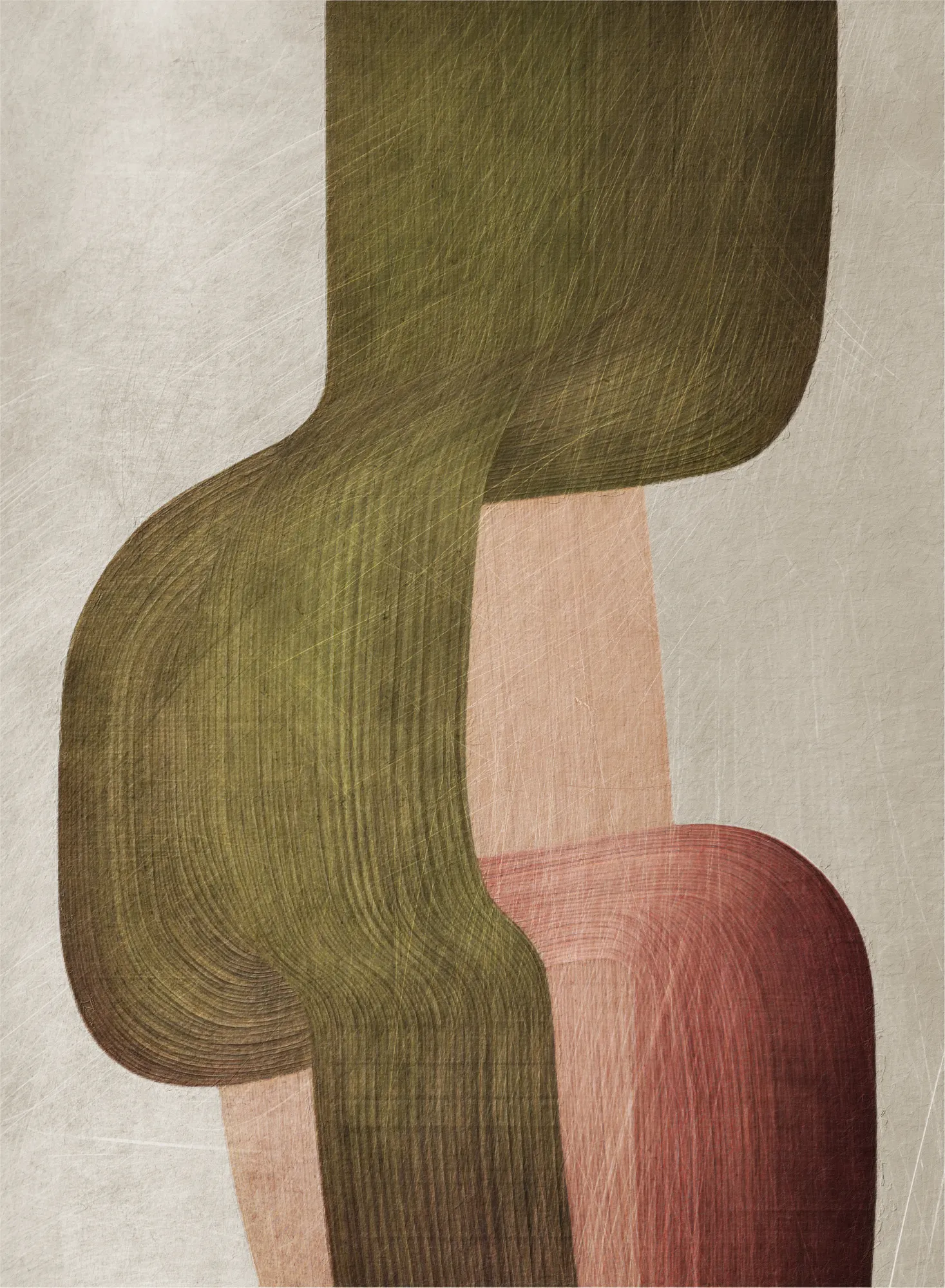 Organische formen in grün und rosa