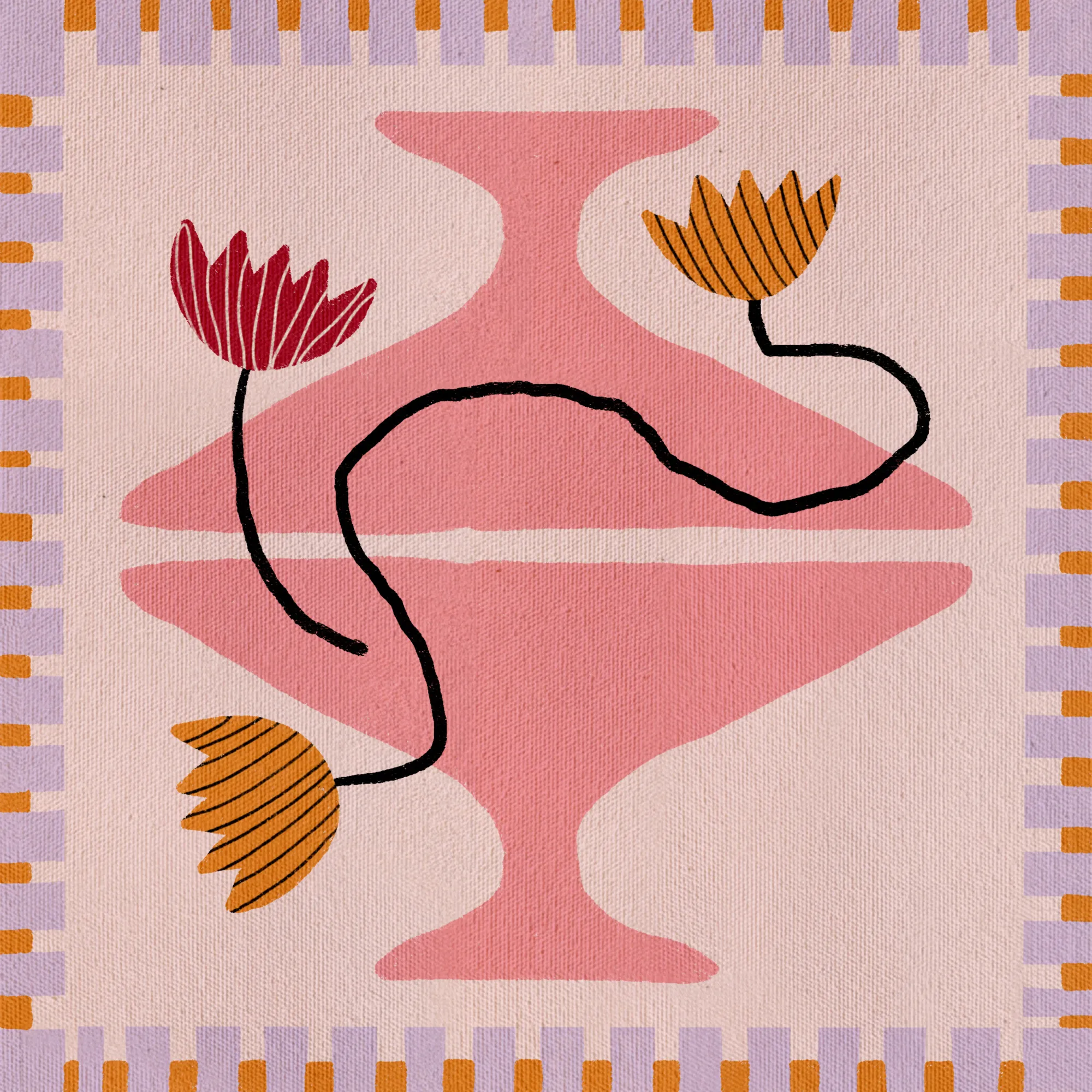 Bunte florale vase in lebendiger szene