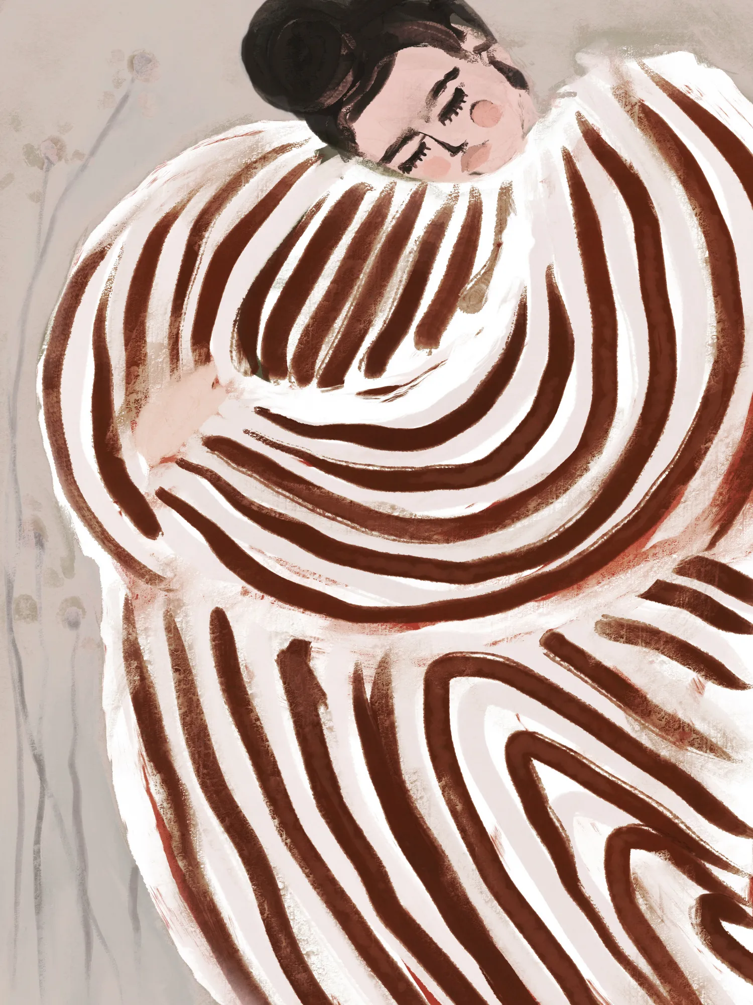 Gestreifte umarmung in sanften farbwelten