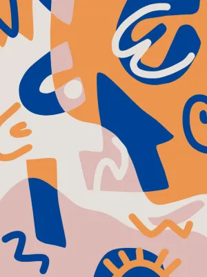 Abstrakte formen in blau und orange