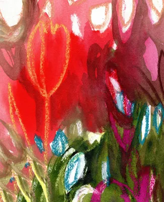 Red Tulips In Spring Abstract