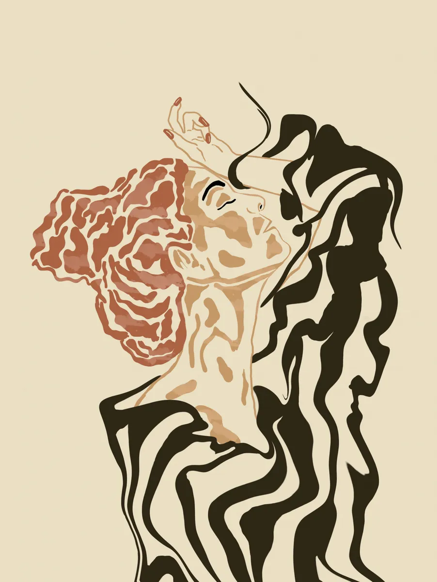 Woman in a striped blouse von sannel larson