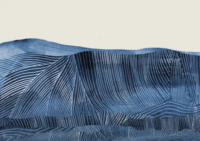 Abstrakte küstenlandschaft mit wellenlinien