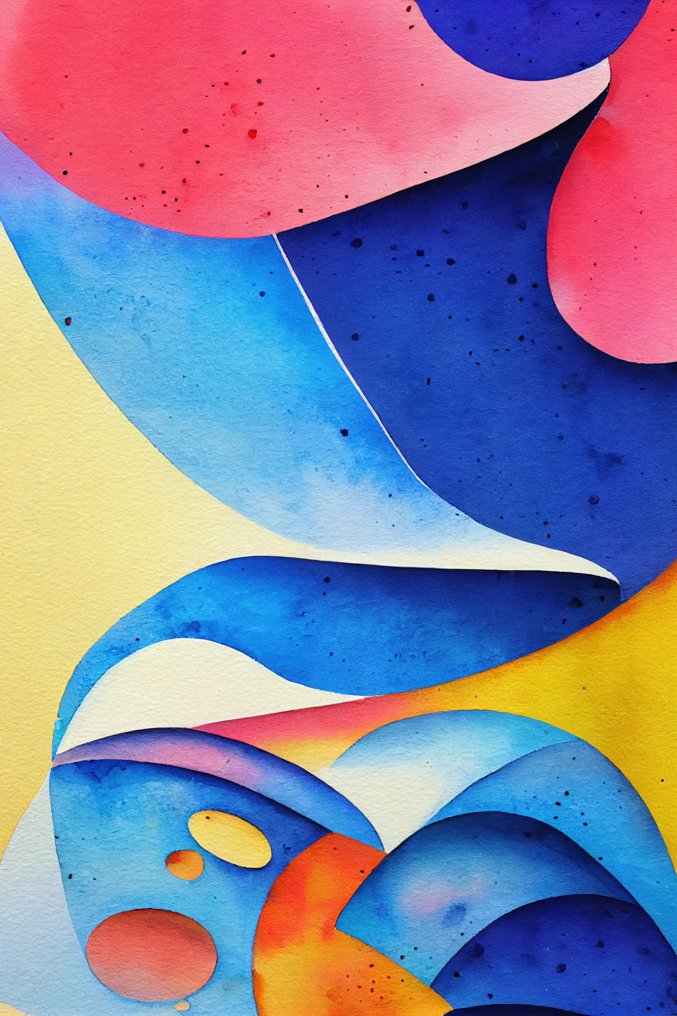 Abstracte aquarellszene in blau und rosa