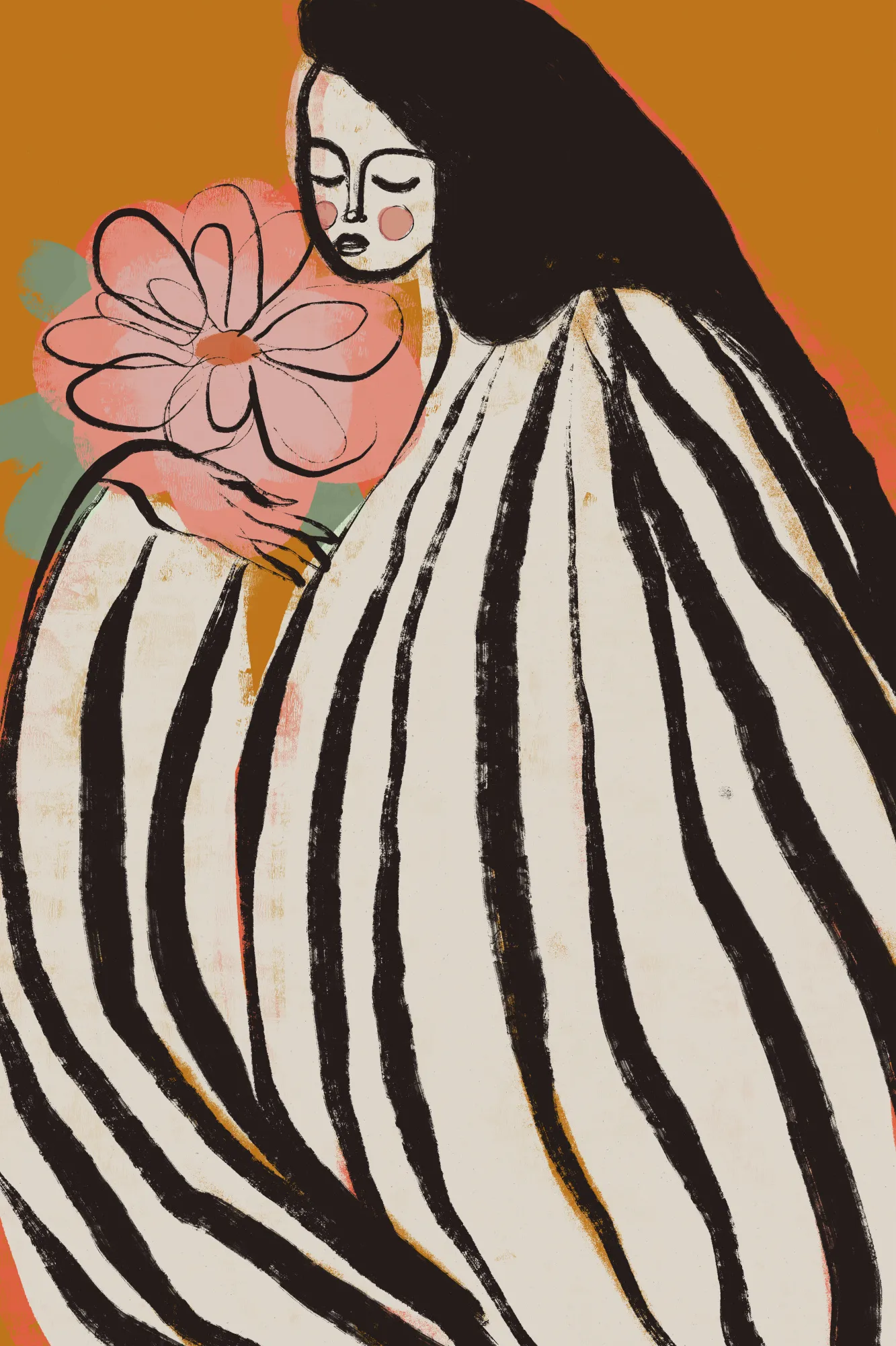 Gestreifte stille mit floraler figur