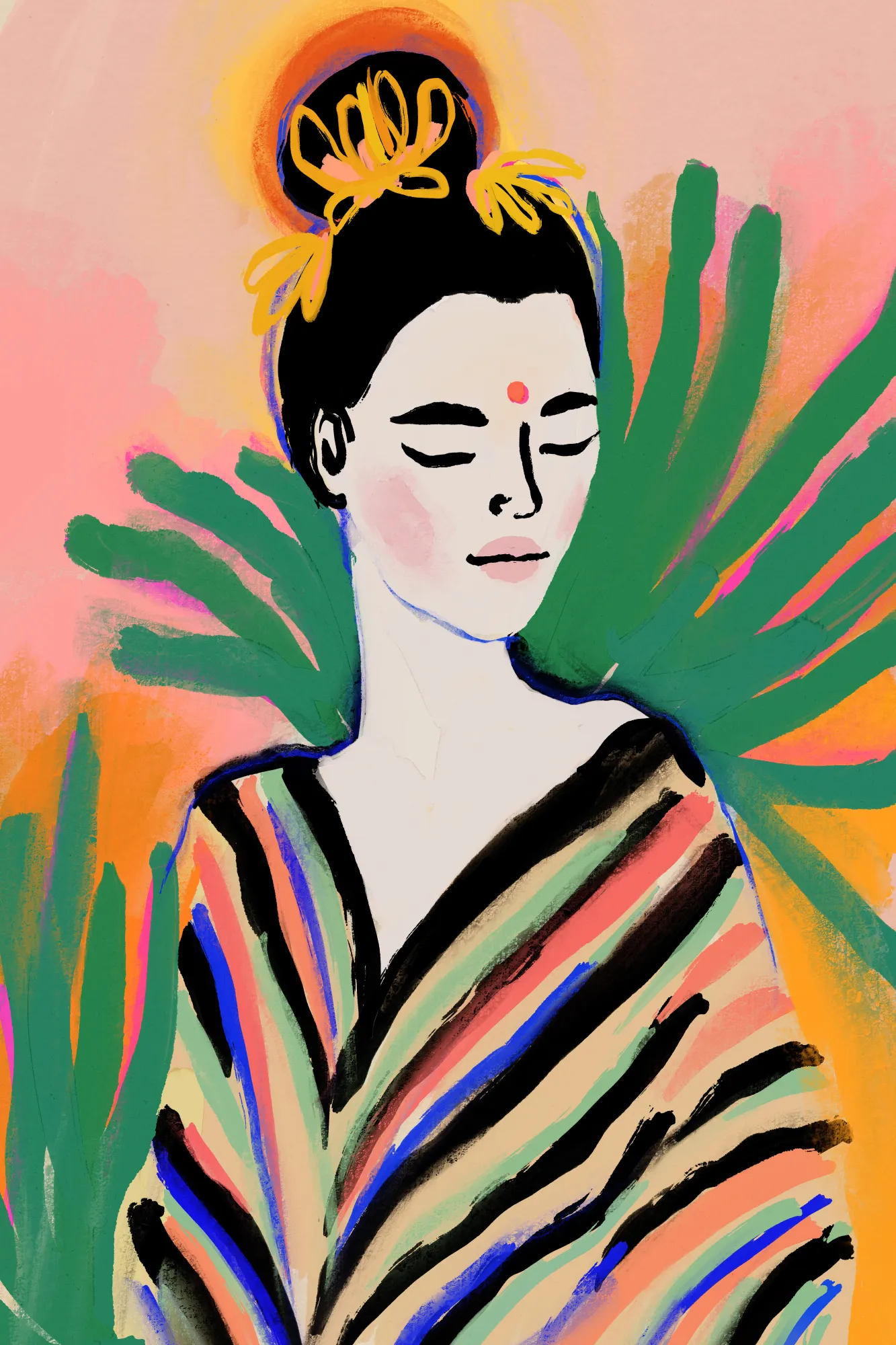 Serene sunlight, farbenfrohes abstraktes porträt