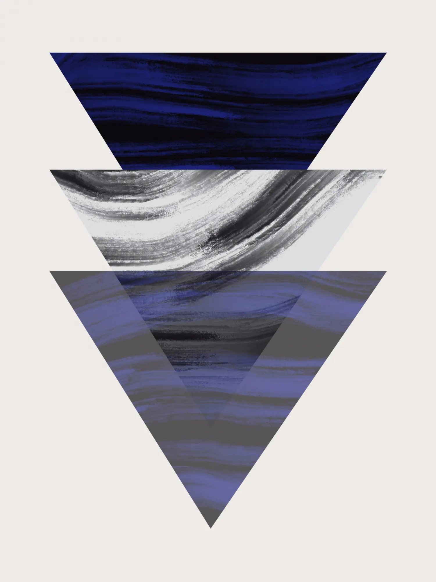 Three triangular geometric in blau und grau