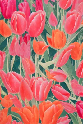 Tulip symphony: florale aquarellillustration in lebhaften farben